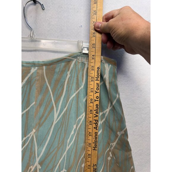 Liz Claiborne Ratio Flowy A-Line Skirt Size 12 Teal & Tan Abstract - Picture 4 of 6